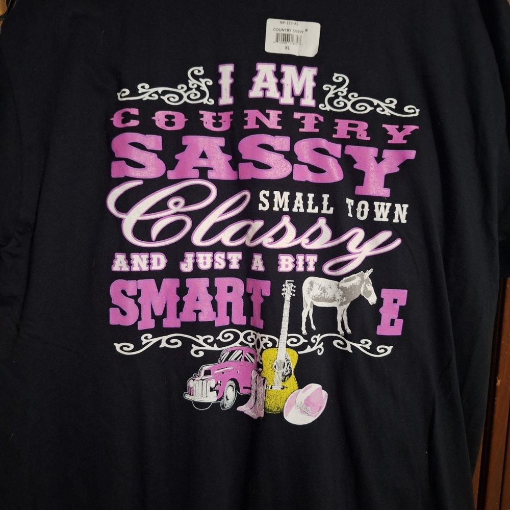 Country Sassy Shirt - Black and Pink